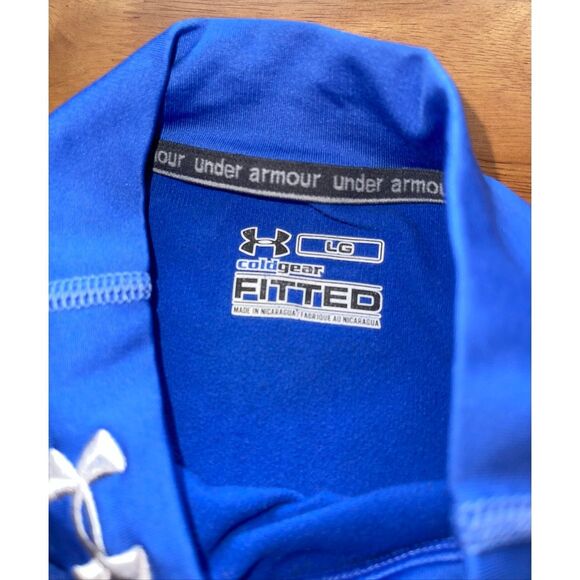 HeatGear®Men's Compression Mock Long Sleeve, Blue, Size Large - Picture 4 of 5